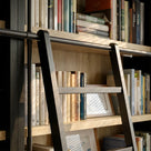 Double Bookcase with Rolling Ladder and 6-Tier Shelves