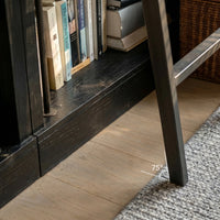 Double Bookcase with Rolling Ladder and 6-Tier Shelves