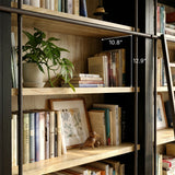 Double Bookcase with Rolling Ladder and 6-Tier Shelves