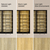 Double Bookcase with Rolling Ladder and 6-Tier Shelves