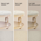 Upholstered Round Coffee Table with Open Shelf Base