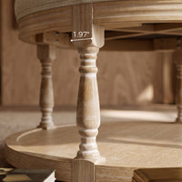 Upholstered Round Coffee Table with Open Shelf Base