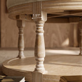 Upholstered Round Coffee Table with Open Shelf Base