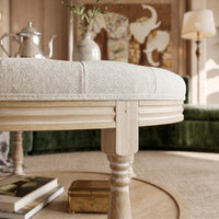 Upholstered Round Coffee Table with Open Shelf Base