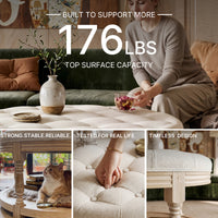Upholstered Round Coffee Table with Open Shelf Base