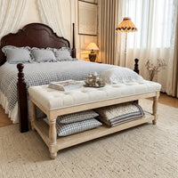 Upholstered Square Coffee Table with Open Shelf Base