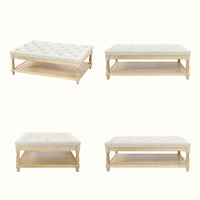 Upholstered Square Coffee Table with Open Shelf Base