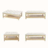 Upholstered Square Coffee Table with Open Shelf Base