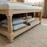 Upholstered Square Coffee Table with Open Shelf Base