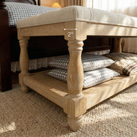 Upholstered Square Coffee Table with Open Shelf Base