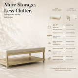 Upholstered Square Coffee Table with Open Shelf Base