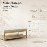 Upholstered Square Coffee Table with Open Shelf Base