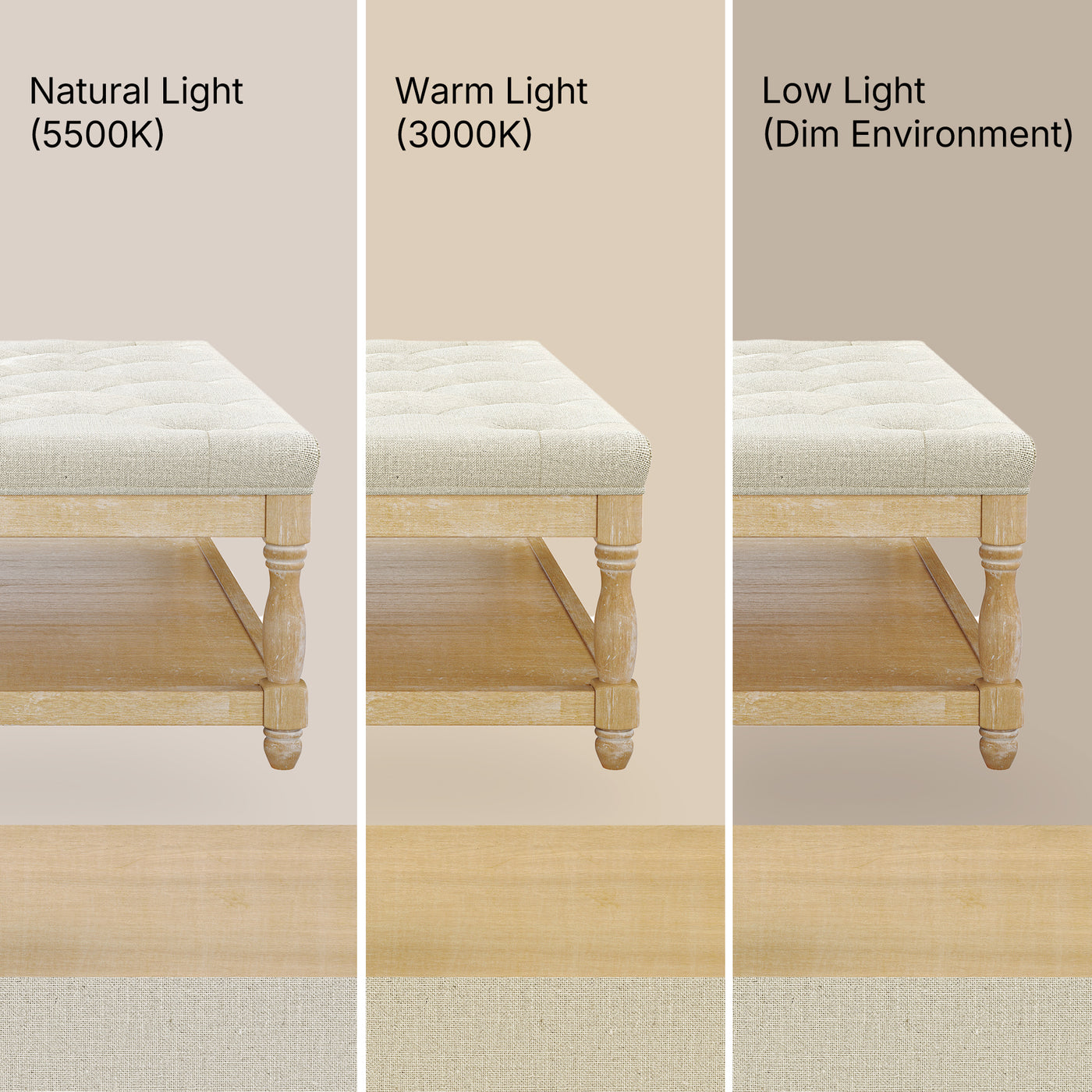 Upholstered Square Coffee Table with Open Shelf Base