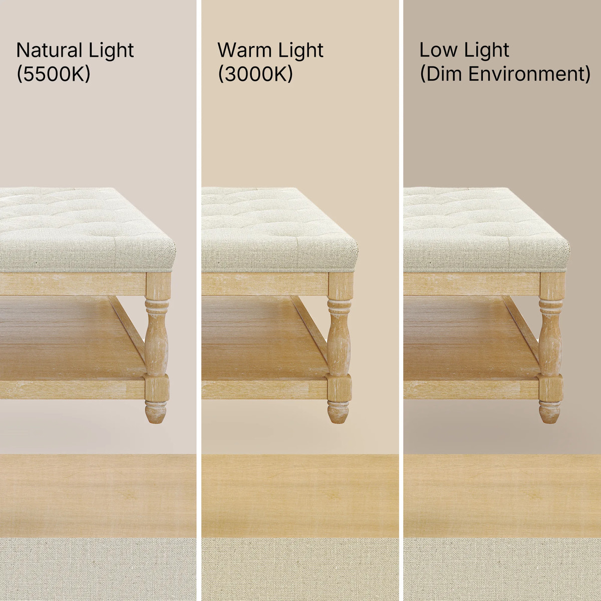 Upholstered Square Coffee Table with Open Shelf Base