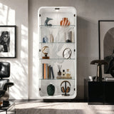 5-Tier Glass Display Cabinet with LED Light