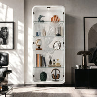 5-Tier Glass Display Cabinet with LED Light