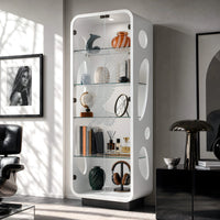 5-Tier Glass Display Cabinet with LED Light