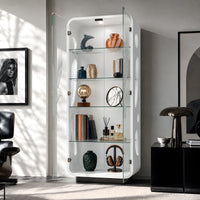 5-Tier Glass Display Cabinet with LED Light