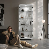 5-Tier Glass Display Cabinet with LED Light