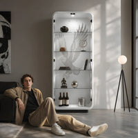 5-Tier Glass Display Cabinet with LED Light