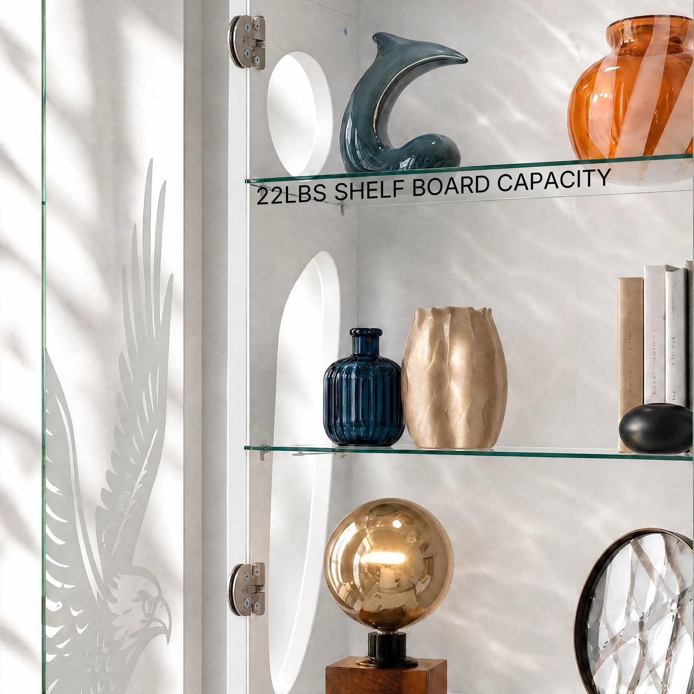 5-Tier Glass Display Cabinet with LED Light