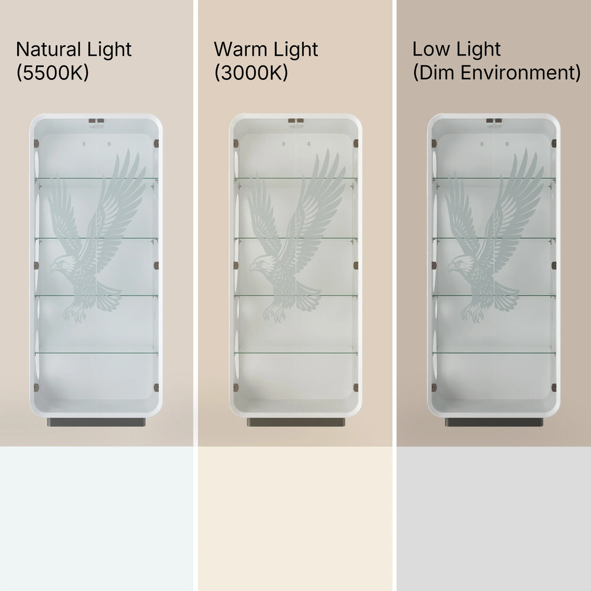 5-Tier Glass Display Cabinet with LED Light
