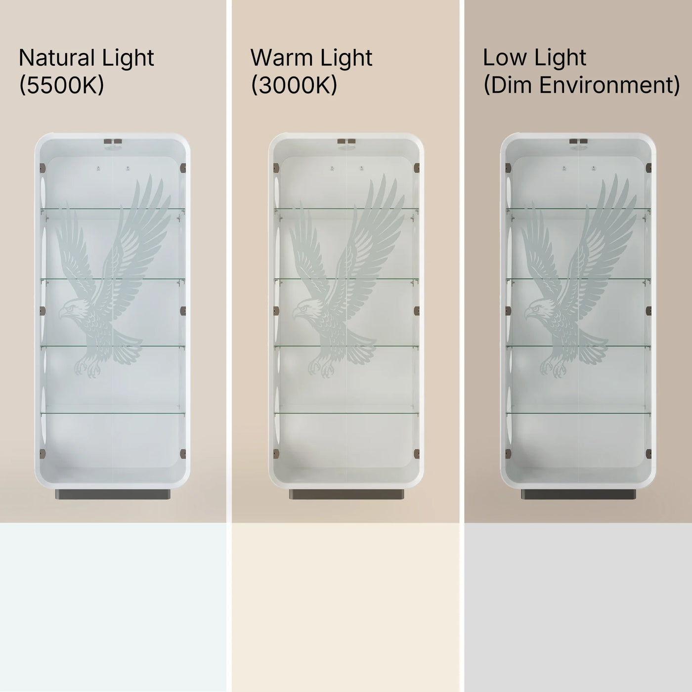 5-Tier Glass Display Cabinet with LED Light
