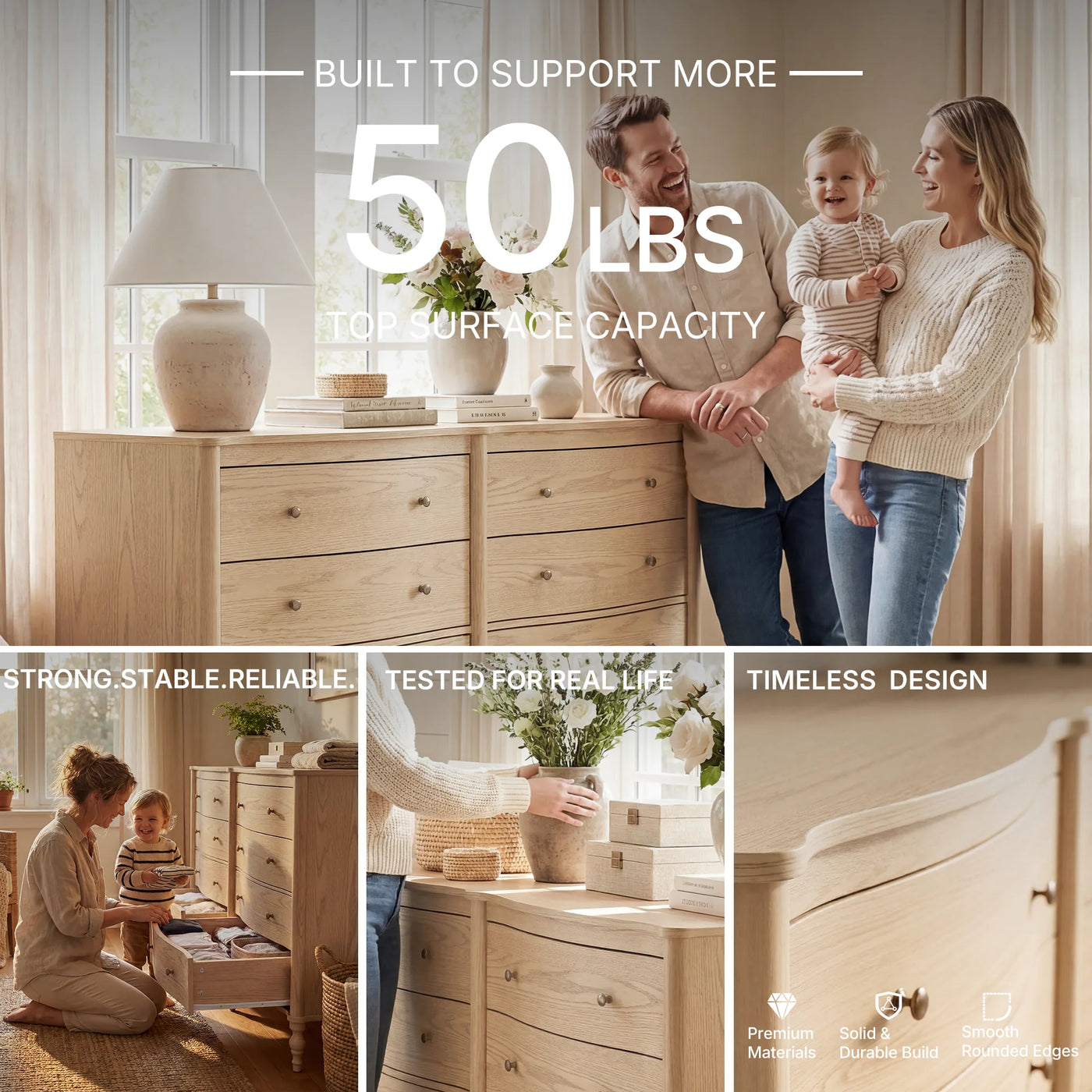 Curva 8-Drawer Double Dresser-Natural