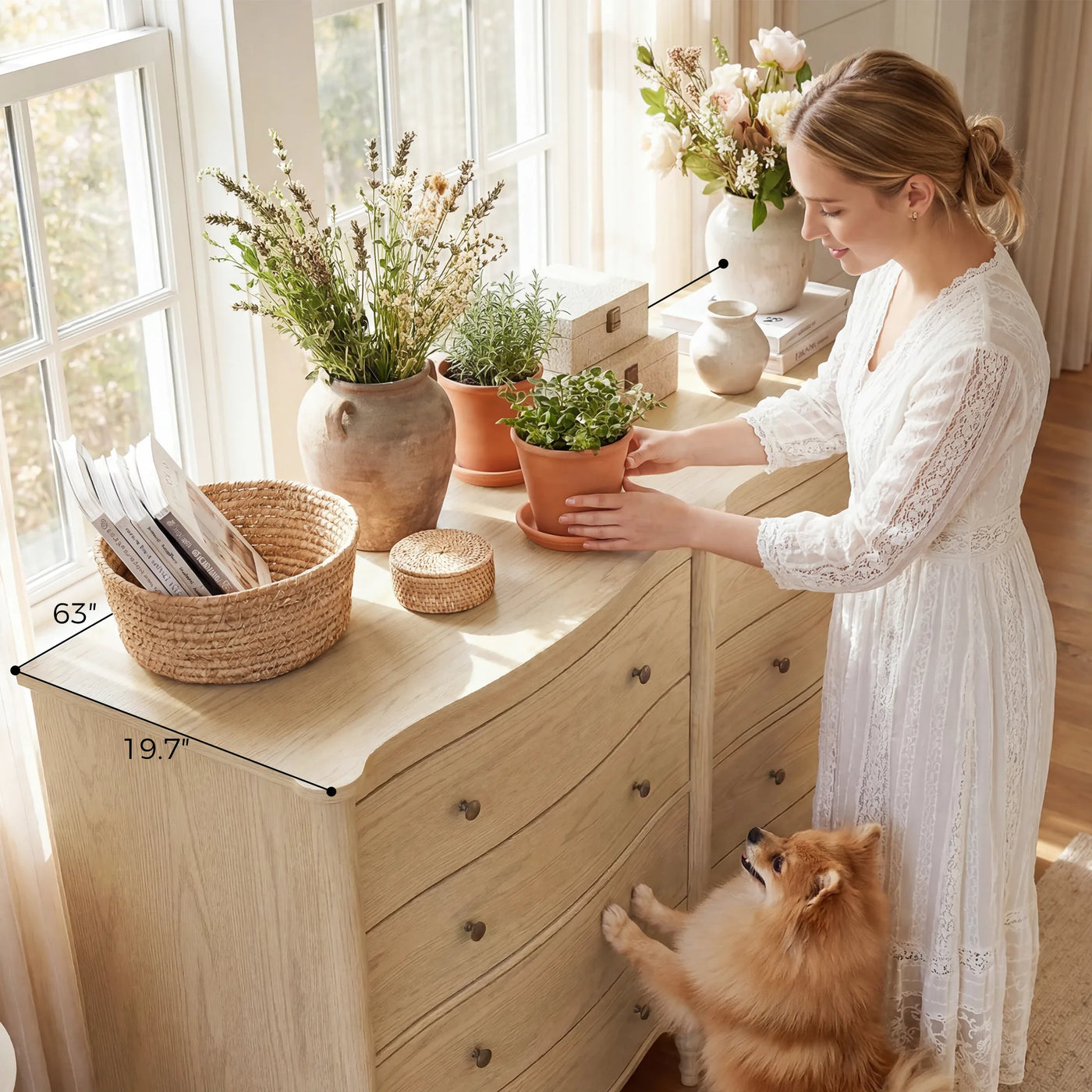 Curva 8-Drawer Double Dresser-Natural