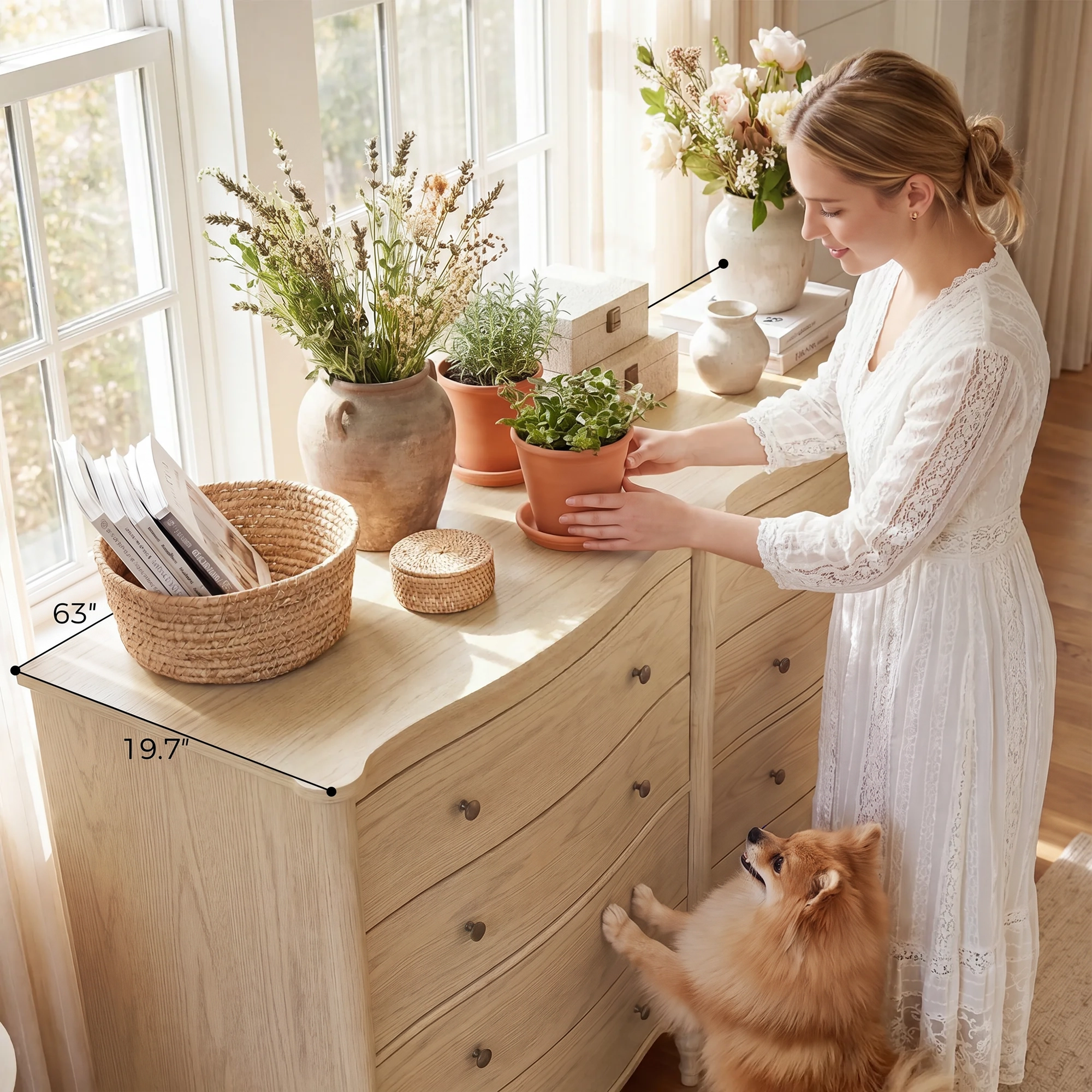 Curva 8-Drawer Double Dresser-Natural
