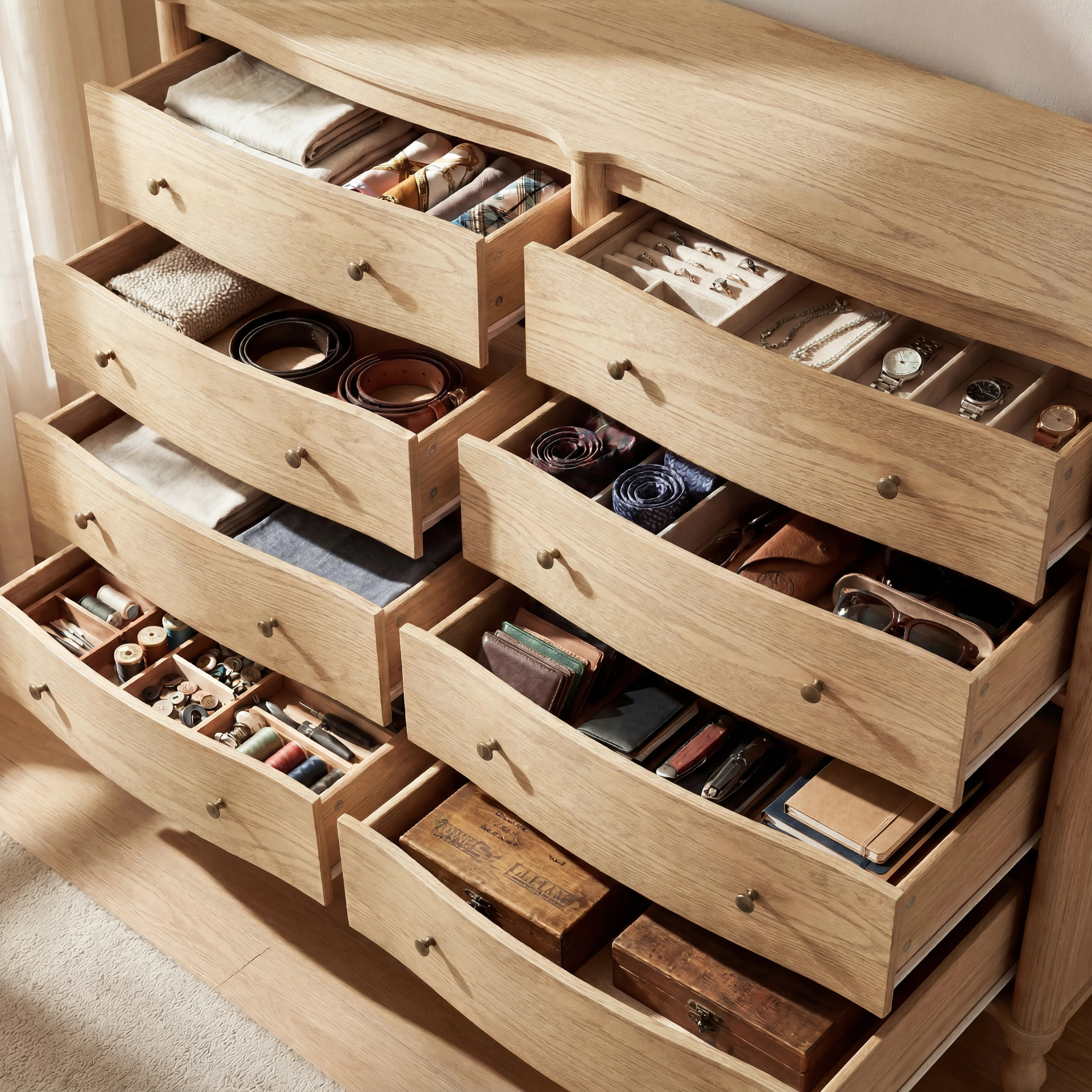 Curva 8-Drawer Double Dresser-Natural