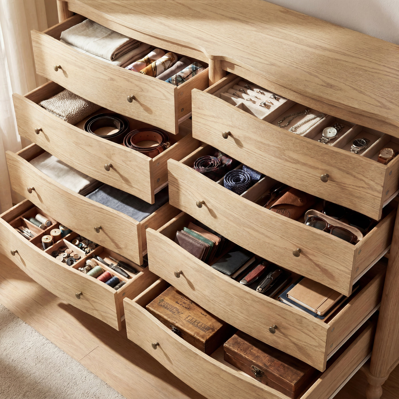 Curva 8-Drawer Double Dresser-Natural