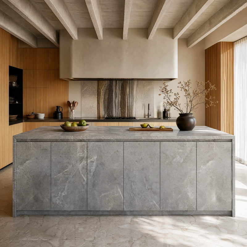 6-Door Kitchen Island with Storage and Seating Space