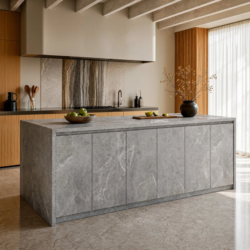 6-Door Kitchen Island with Storage and Seating Space