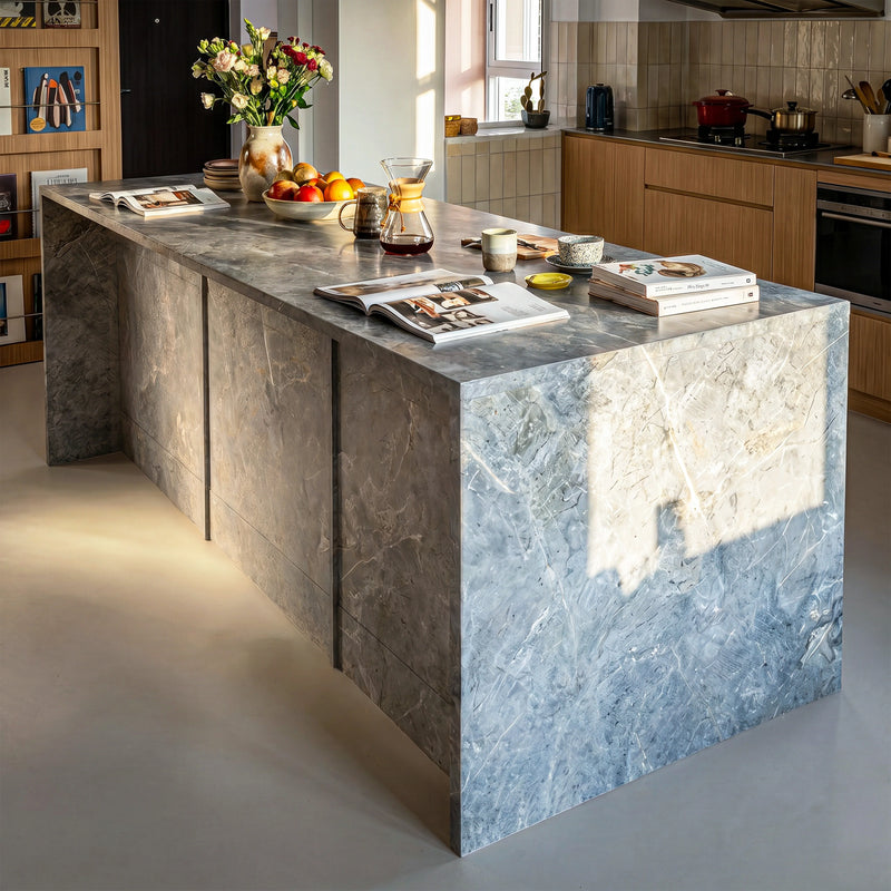 6-Door Kitchen Island with Storage and Seating Space