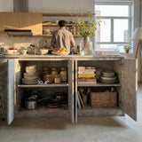 6-Door Kitchen Island with Storage and Seating Space