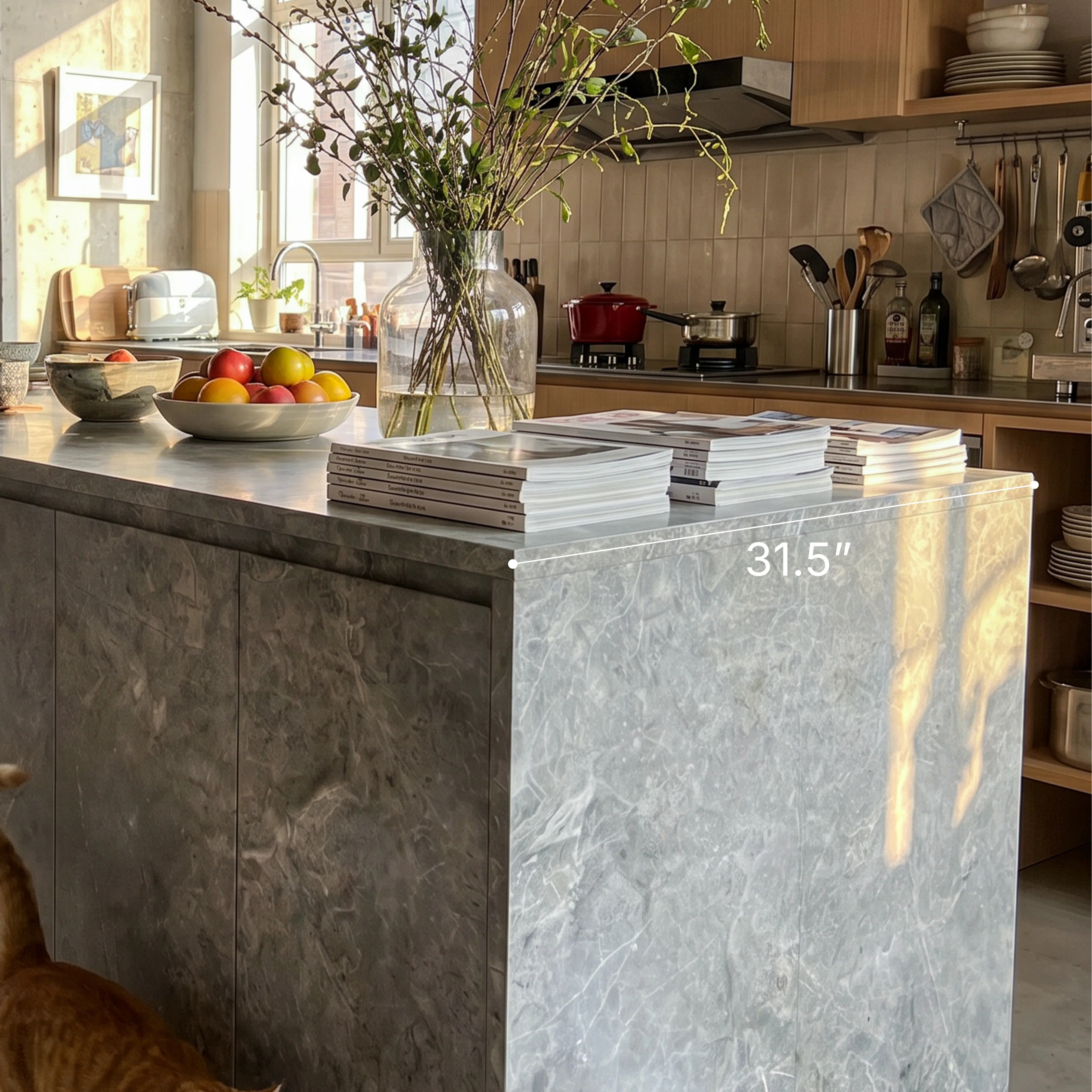 6-Door Kitchen Island with Storage and Seating Space