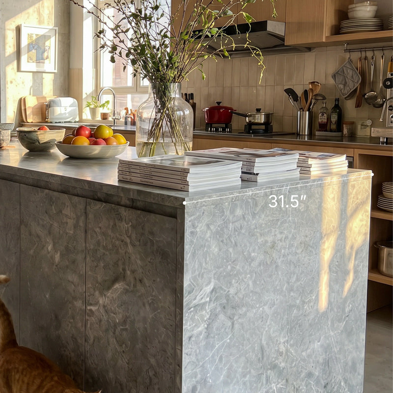 6-Door Kitchen Island with Storage and Seating Space