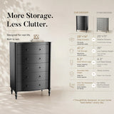 Curva 5-Drawer Chest-Black