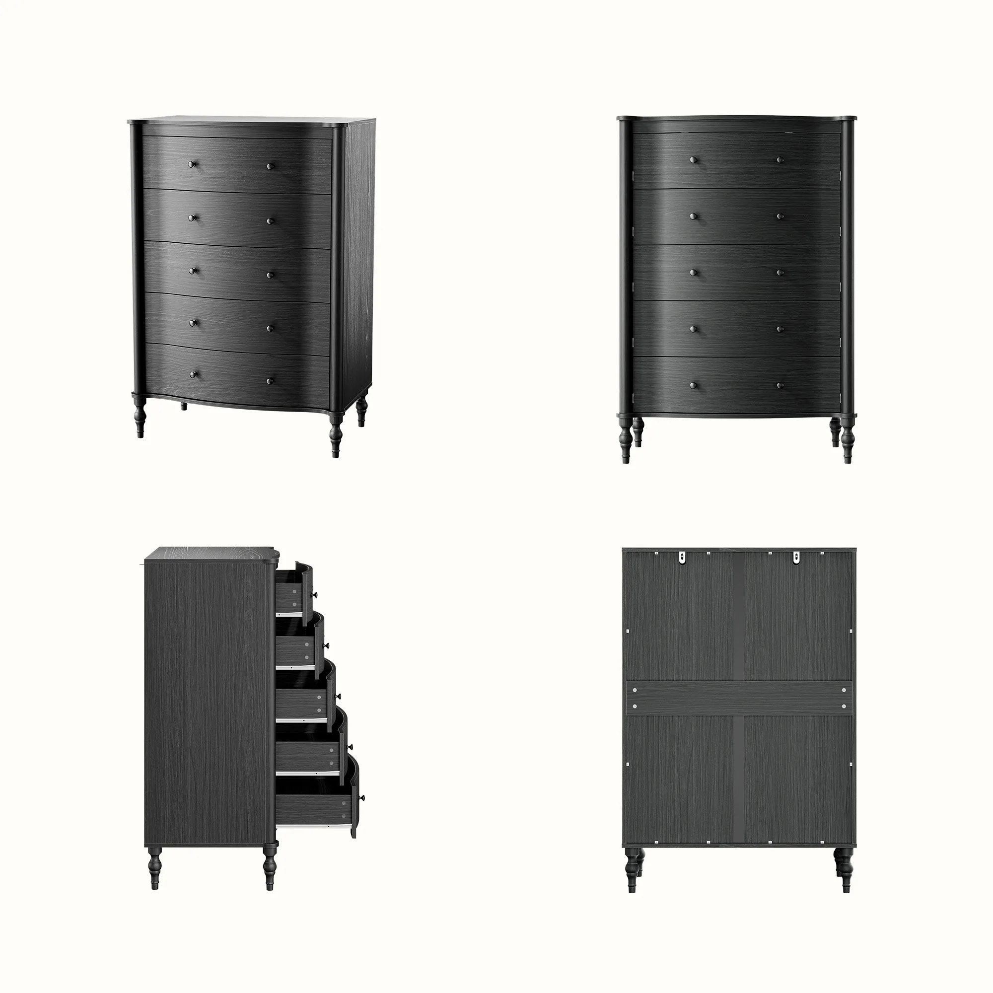 Curva 5-Drawer Chest-Black