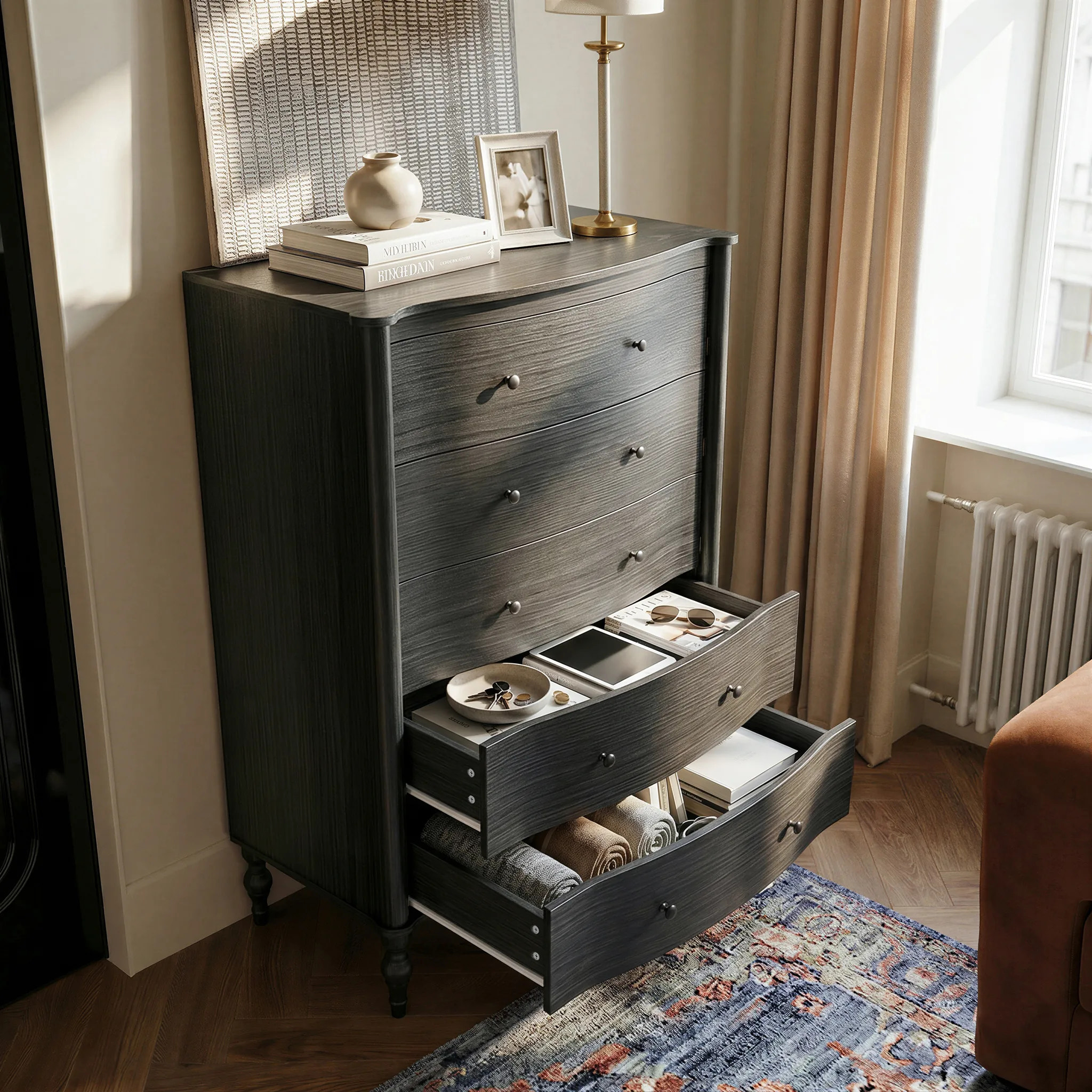 Curva 5-Drawer Chest-Black