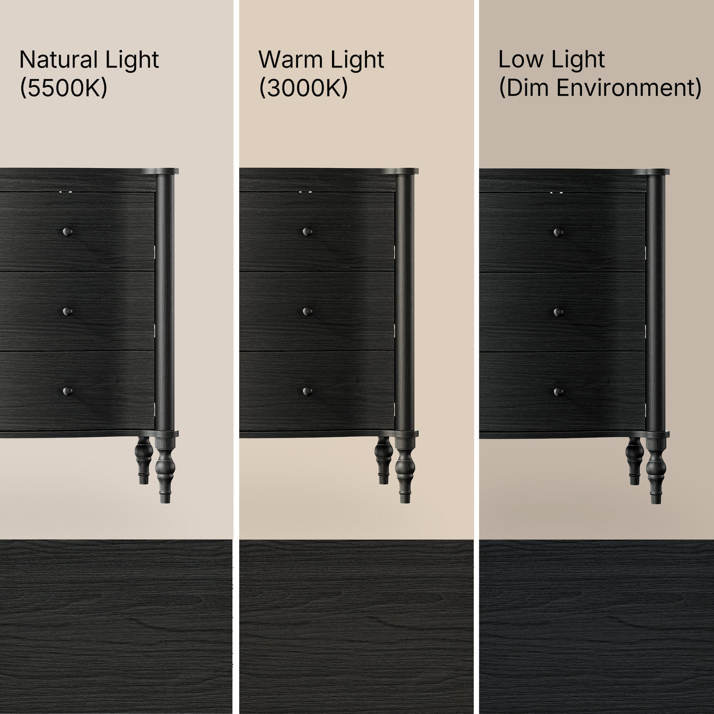 Curva 3-Drawer Nightstand-Black