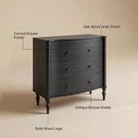 Curva 3-Drawer Nightstand-Black