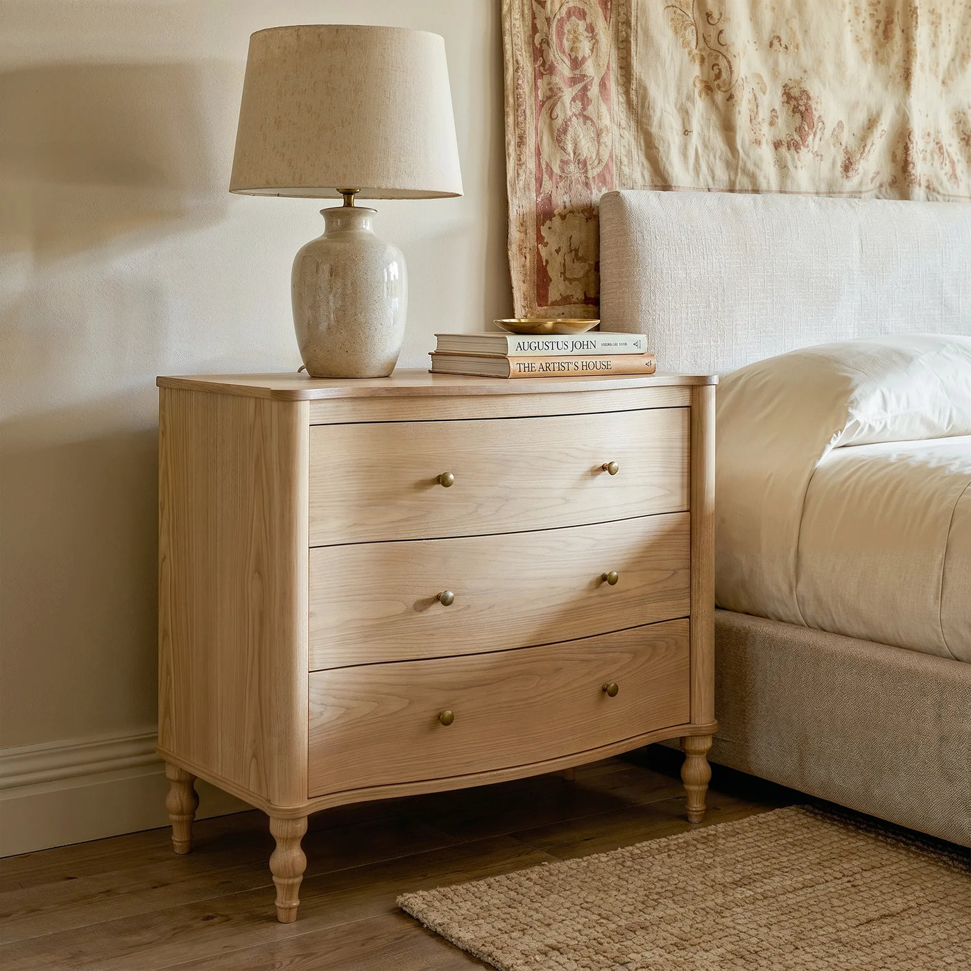 Curva 3-Drawer Nightstand Set of 2-Natural