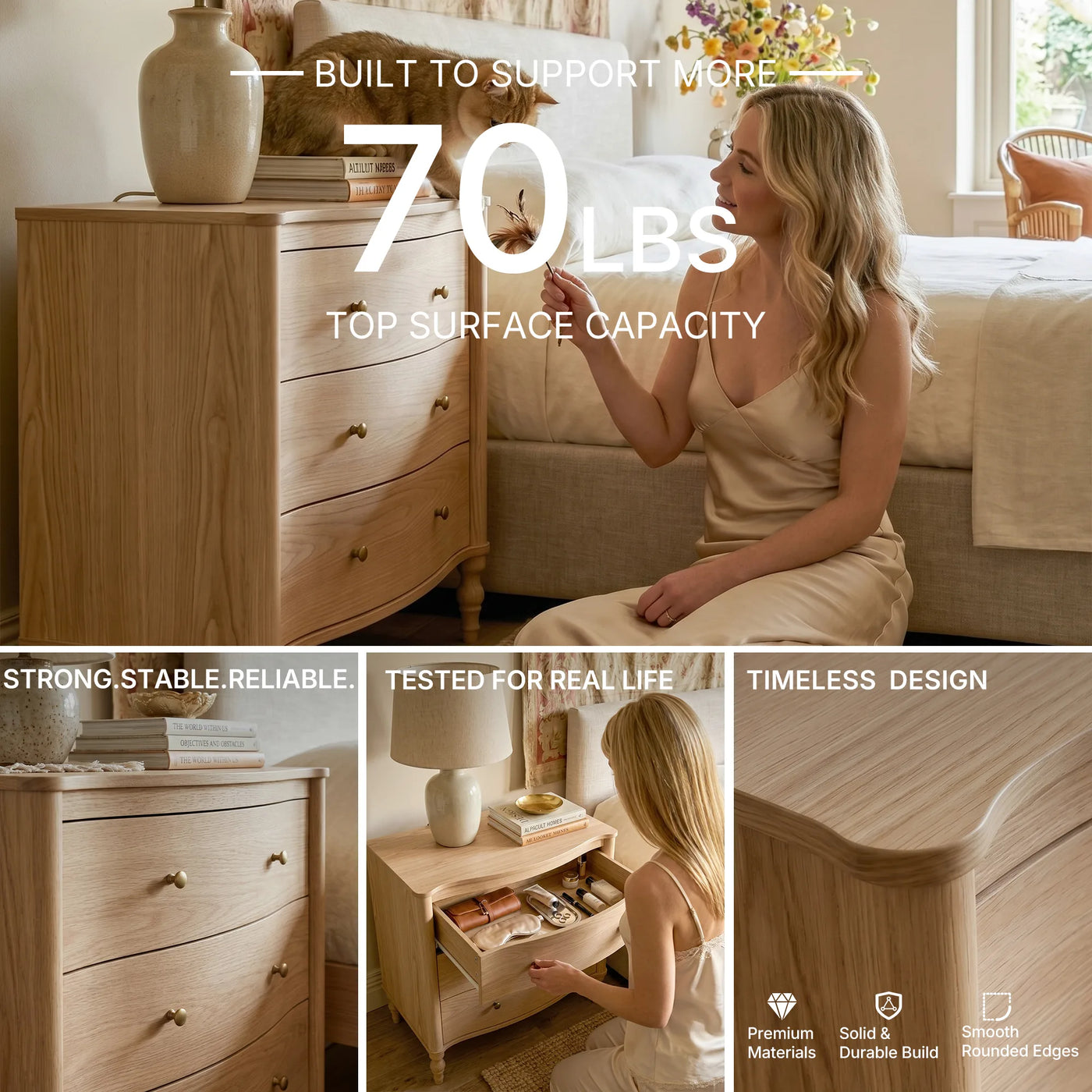 Curva 3-Drawer Nightstand Set of 2-Natural