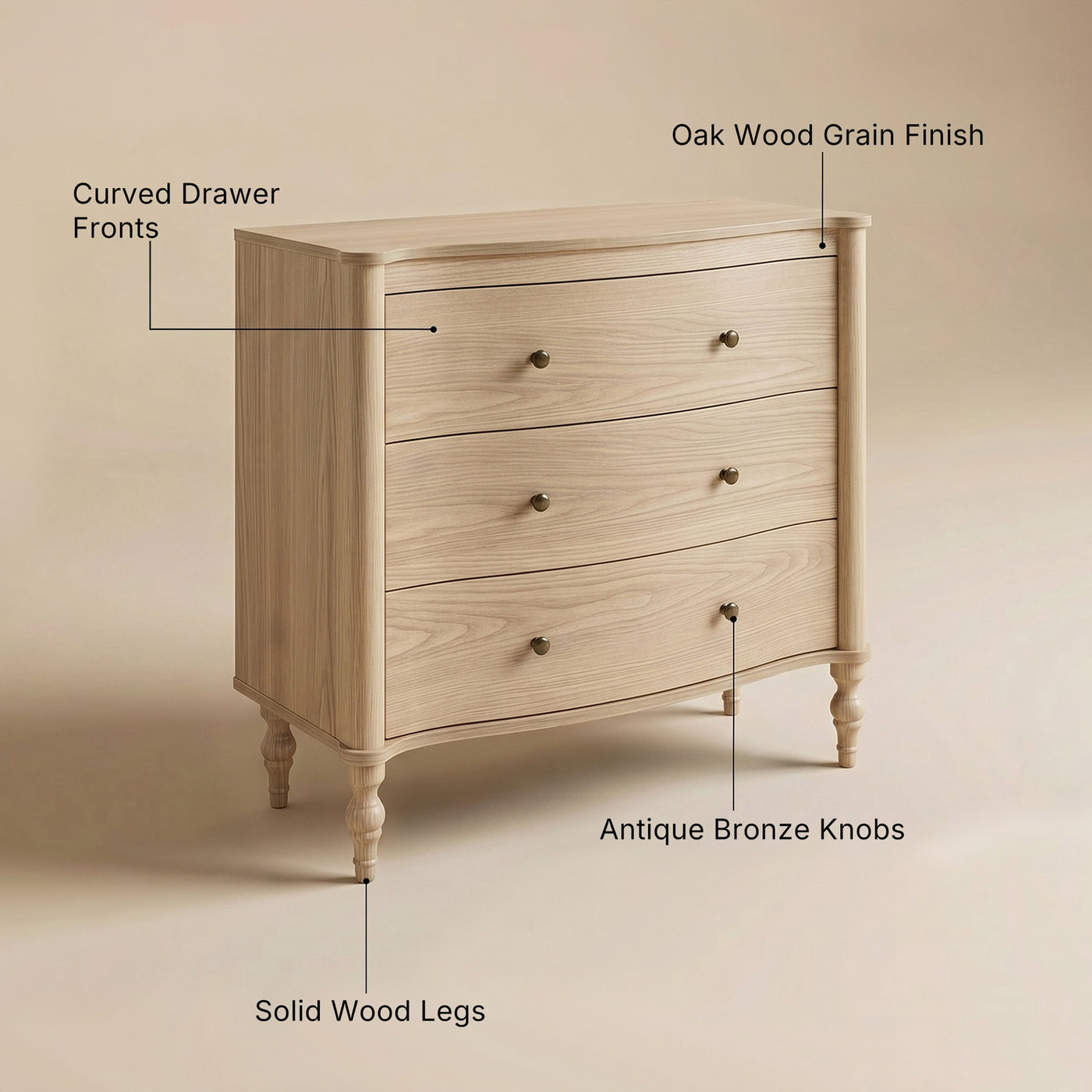Curva 3-Drawer Nightstand-Natural