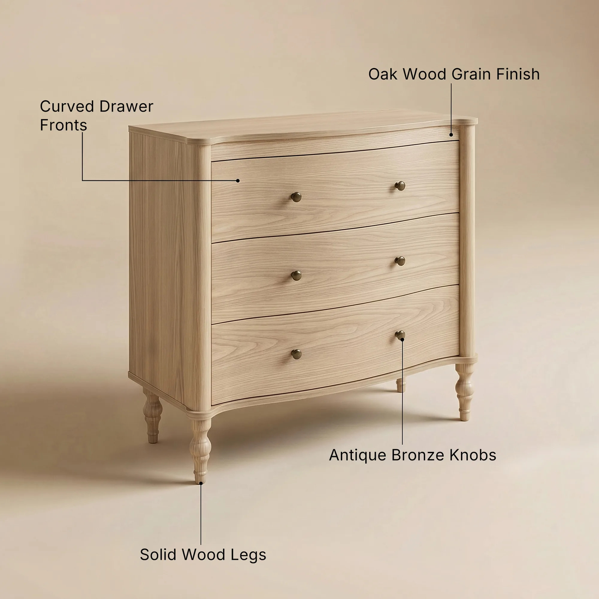 Curva 3-Drawer Nightstand-Natural