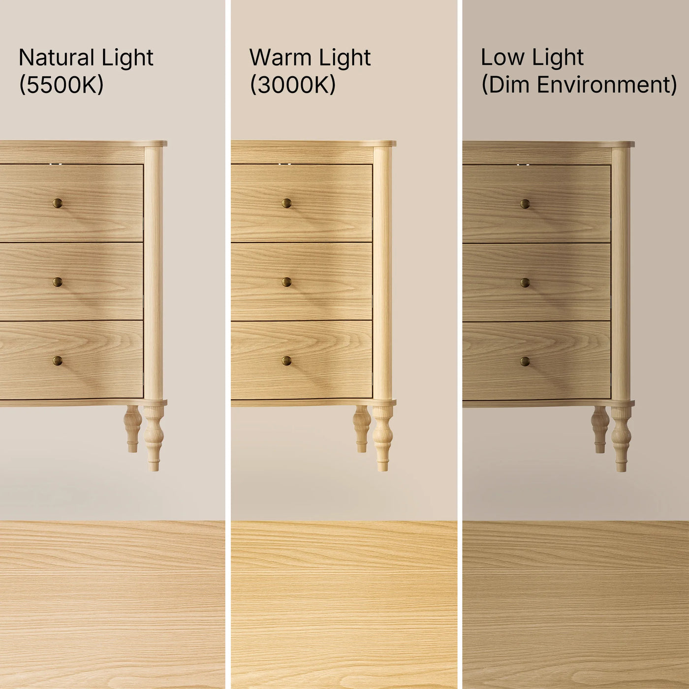 Curva 3-Drawer Nightstand Set of 2-Natural