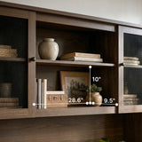 Wood Bookcase with Mesh Doors, Drawers and Open Shelving
