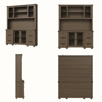 Wood Bookcase with Mesh Doors, Drawers and Open Shelving